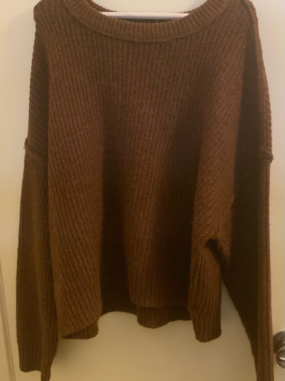 American Eagle Outfitters Brown Ribbed Crewneck Sweater